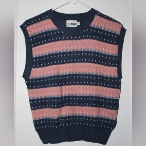 Vintage RRRRRUSS Sweater Vest Pink and Navy Pattern